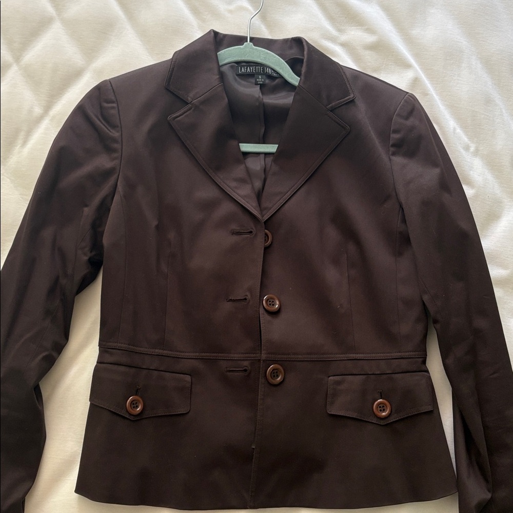 Lafayette 148 New York Dark Brown Peplum Blazer